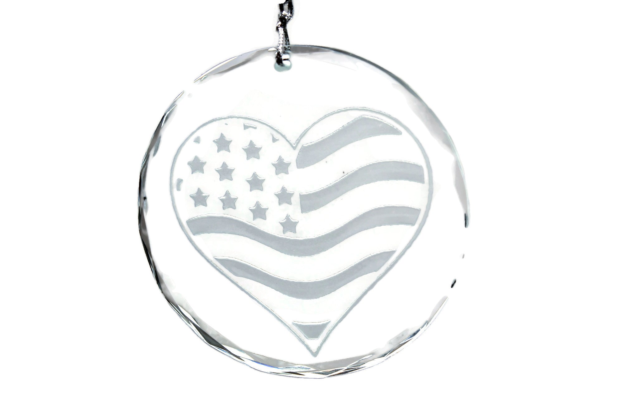 US Flag USA Love Heart Flag  Crystal Ornament - Samstagsandmore