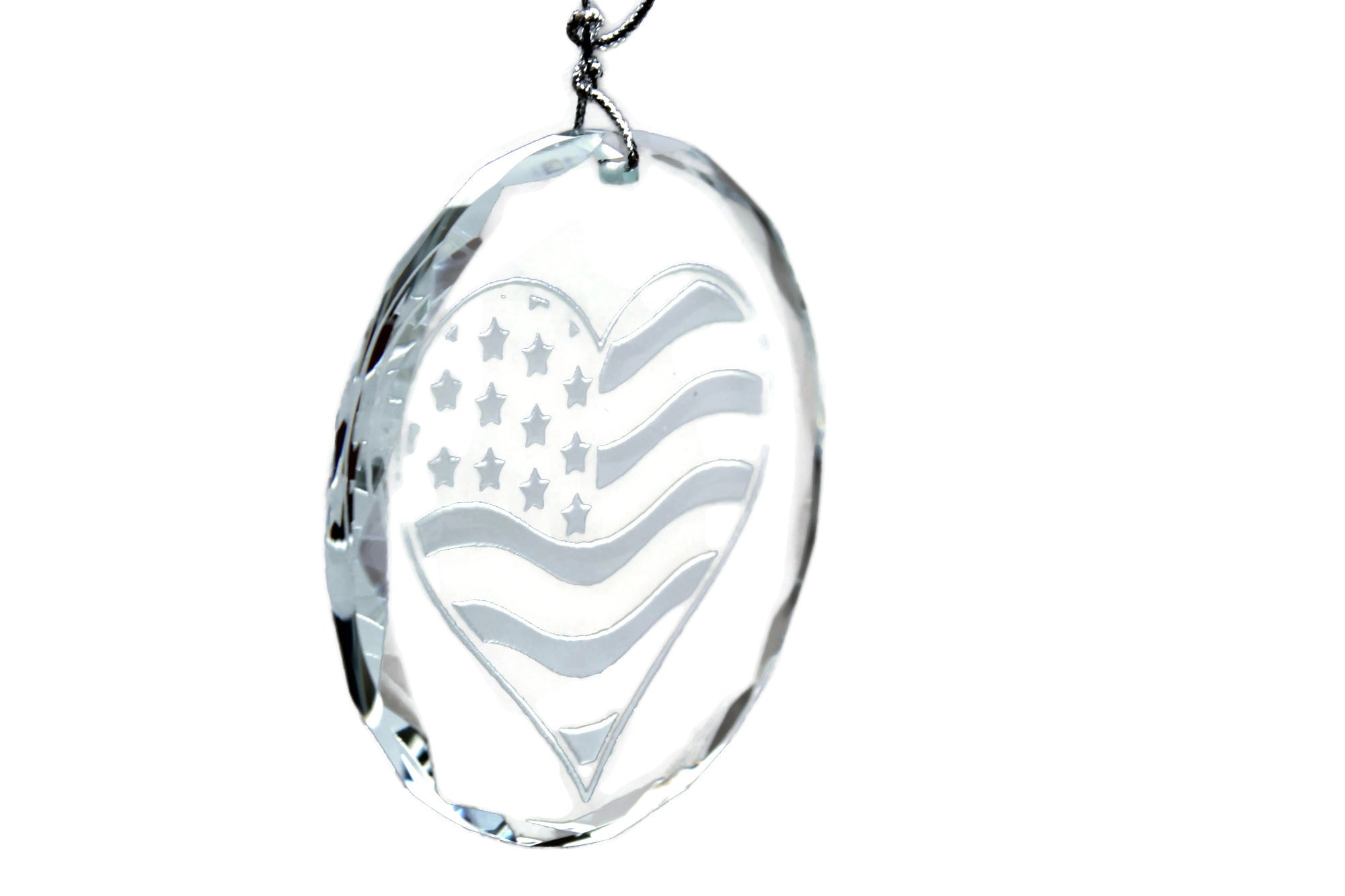 US Flag USA Love Heart Flag Crystal Ornament - Samstagsandmore