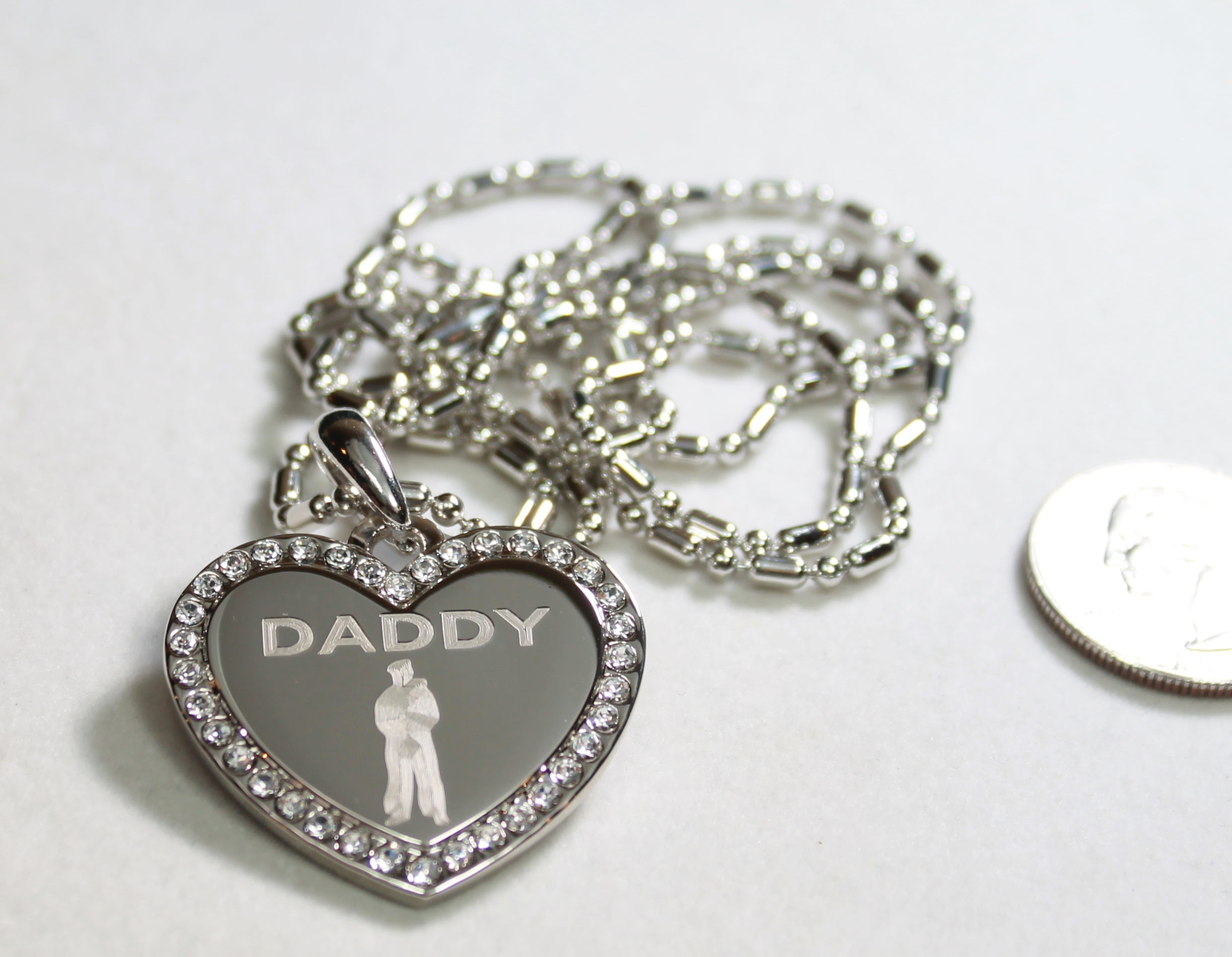 CZ BLING HEART MILITARY SON DAD MOM SISTER DAUGHTER BROTHER NECKLACE MARINER SAILOR MIDSHIPMEN NAVY - Samstagsandmore