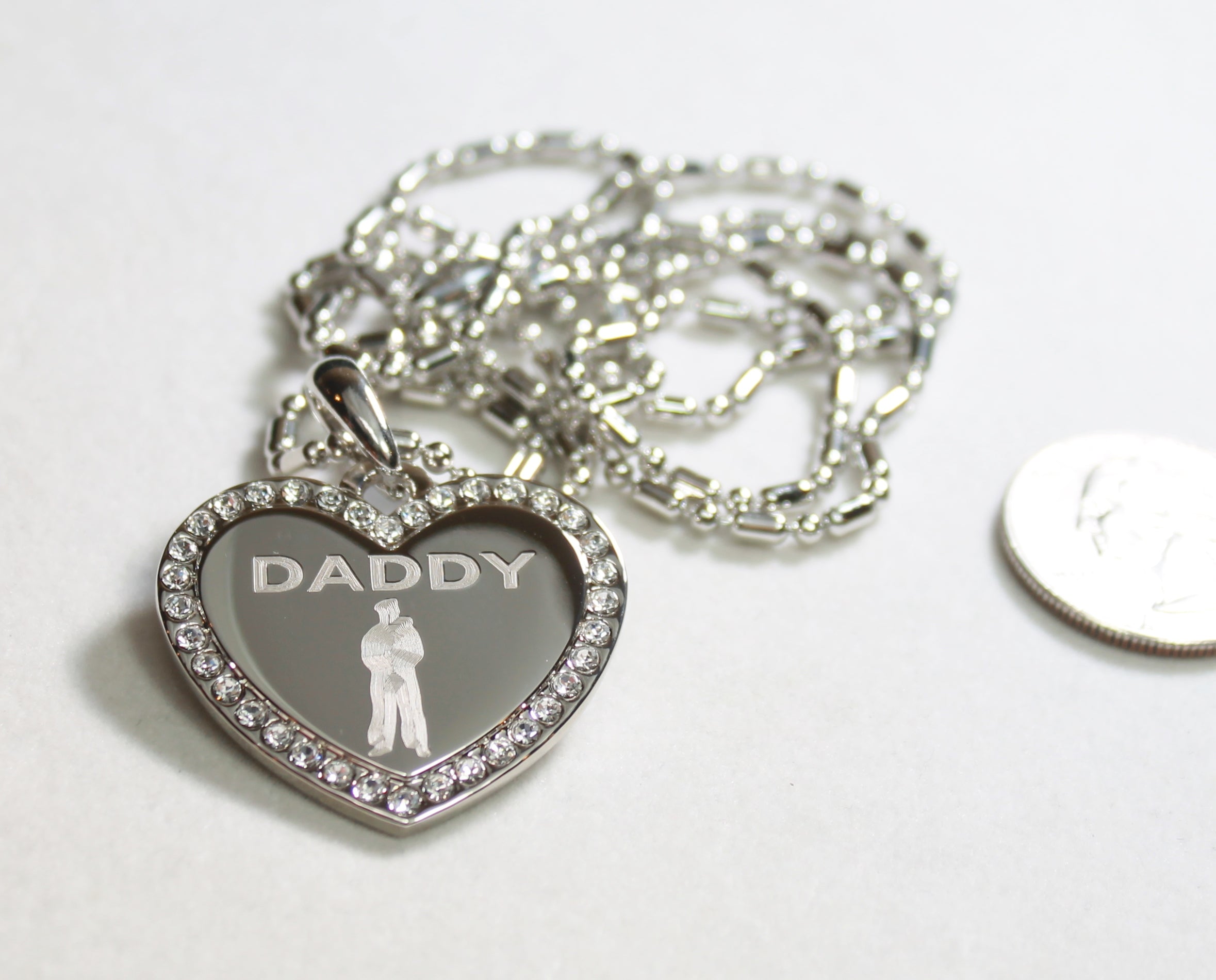 CZ BLING HEART MILITARY SON DAD MOM SISTER DAUGHTER BROTHER NECKLACE MARINER SAILOR MIDSHIPMEN NAVY - Samstagsandmore