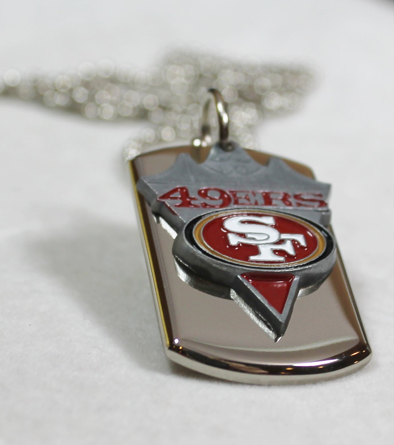 SAN FRANCISCO 49ERS NFL STAINLESS STEEL DOG TAG NECKLACE PENDANT 3D BALL CHAIN - Samstagsandmore