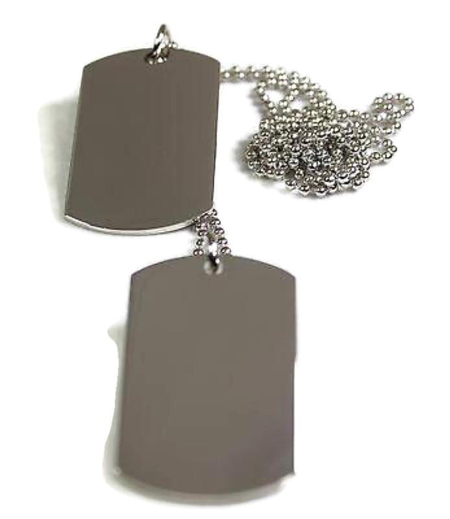 2 Silver Color Stainless Steel Dog Tag Pendant Necklace Military Style with ball chain - Samstagsandmore
