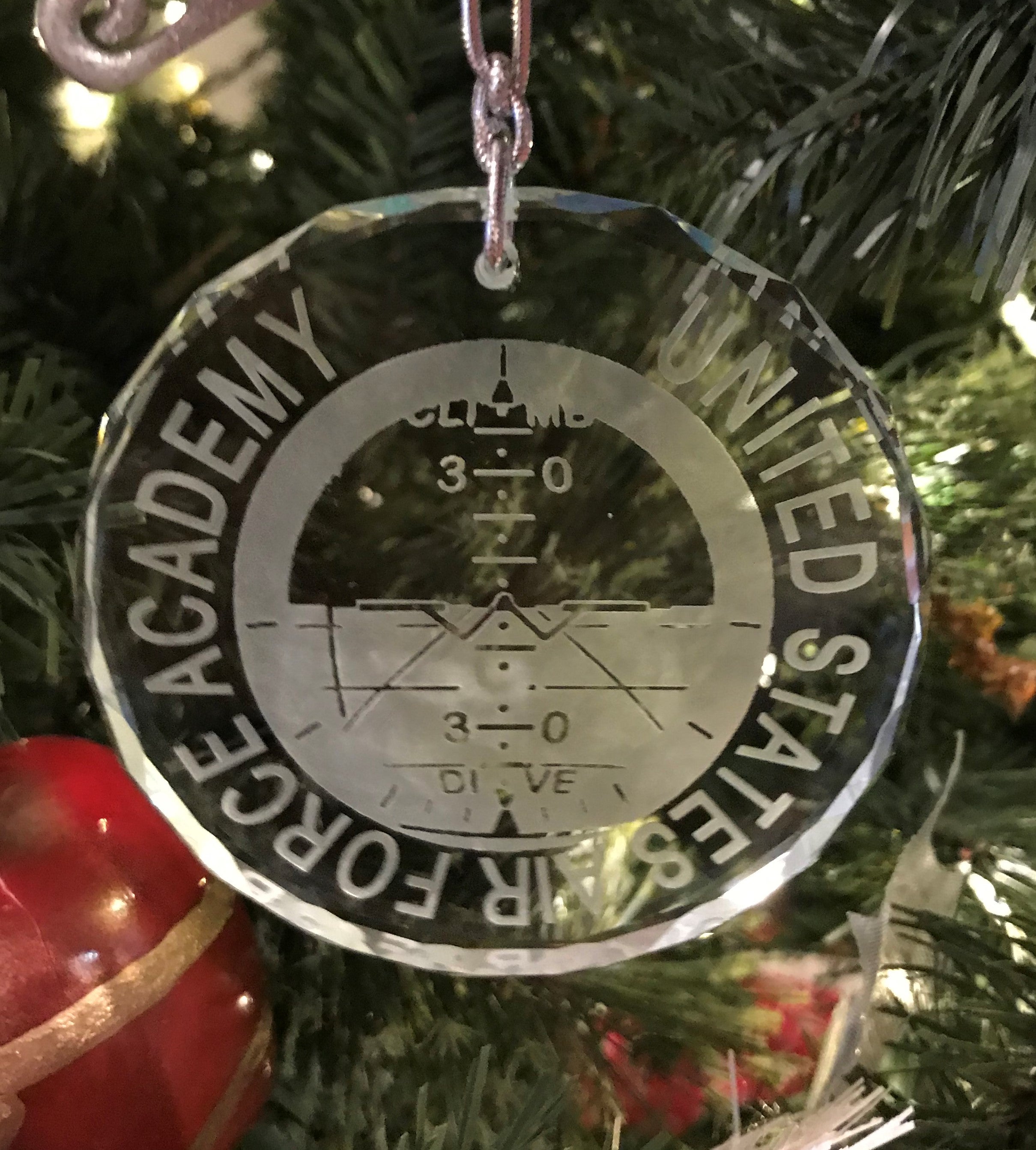 USAFA United States Air Force Academy Artificial Horizon Crystal Ornament - Samstagsandmore