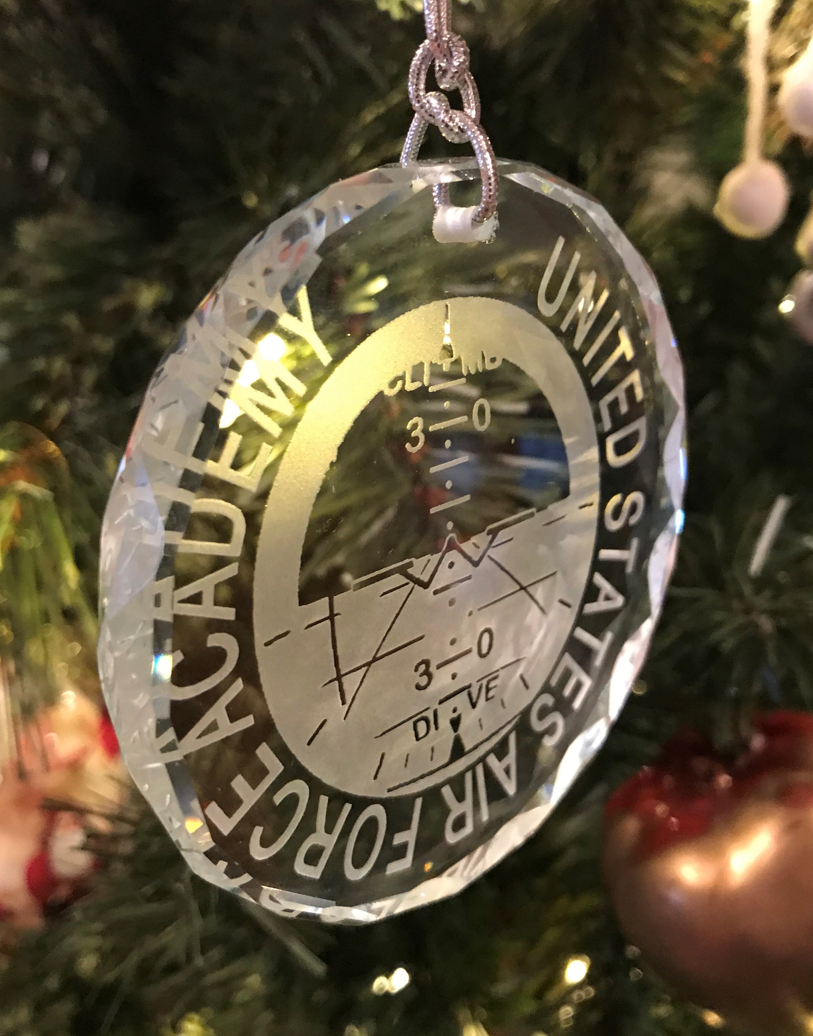 USAFA United States Air Force Academy Artificial Horizon Crystal Ornament - Samstagsandmore