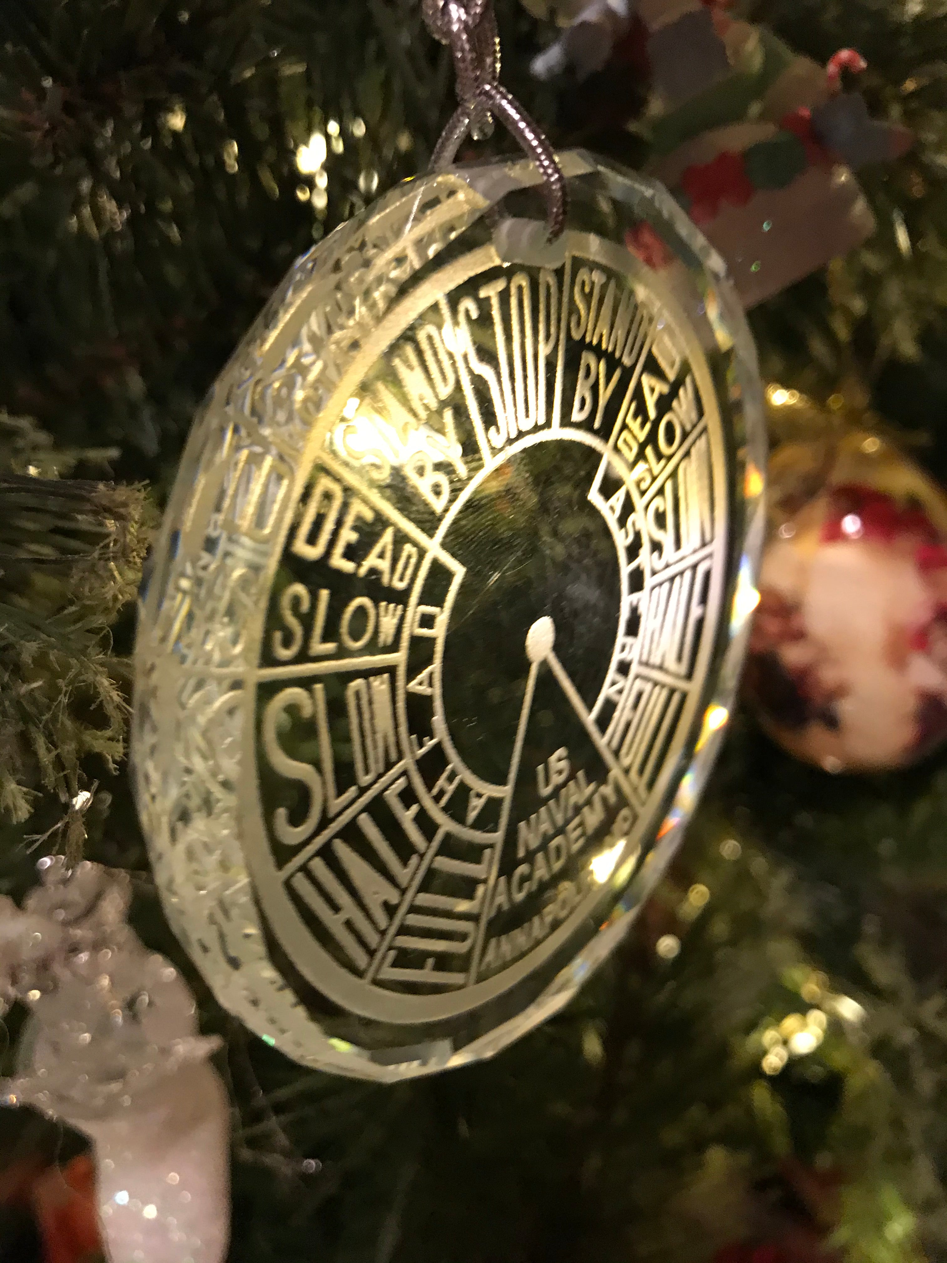 Crystal Ornament EOT Engine Order Telegraph Maritime USNA US Naval Academy Nautical - Samstagsandmore
