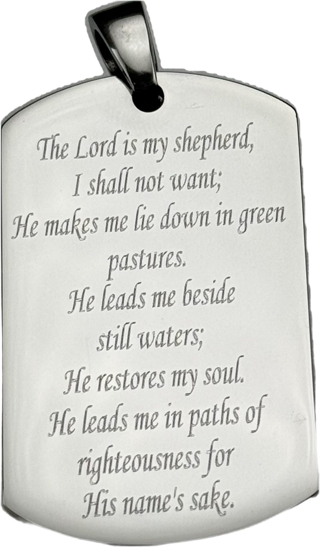 Psalm 23  Thick Necklace Dog Tag Stainless Steel Ball Chain Memorial Religious