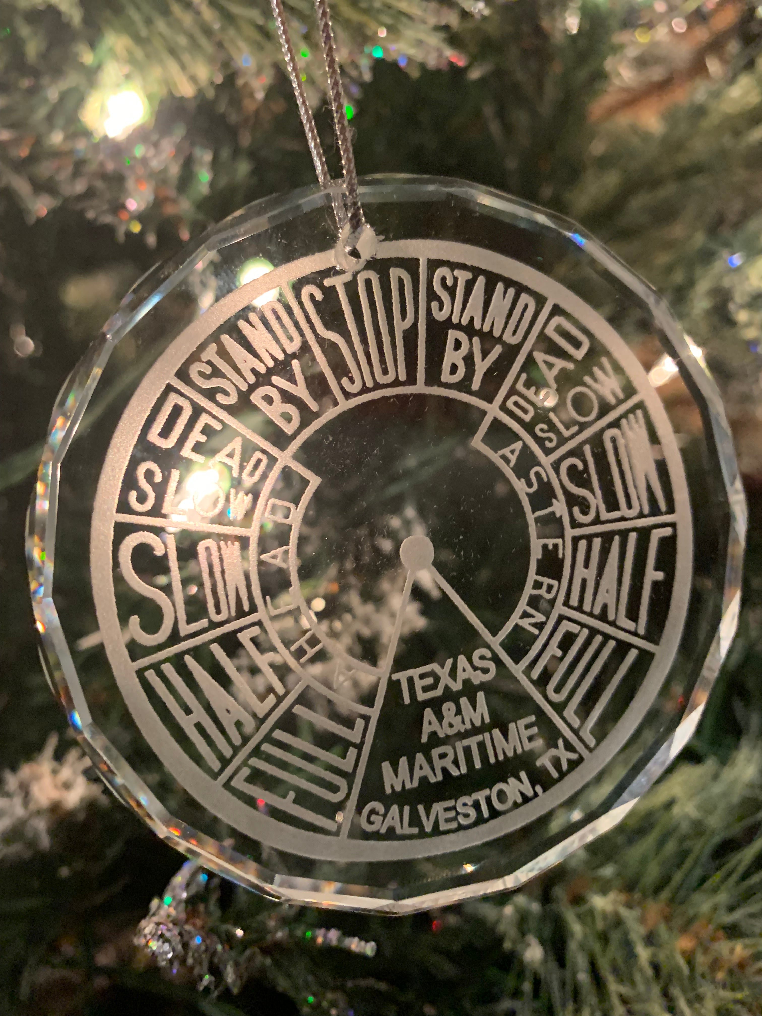 Crystal Ornament EOT Engine Order Telegraph Texas A&M Galveston Maritime Academy Merchant Marine Nautical