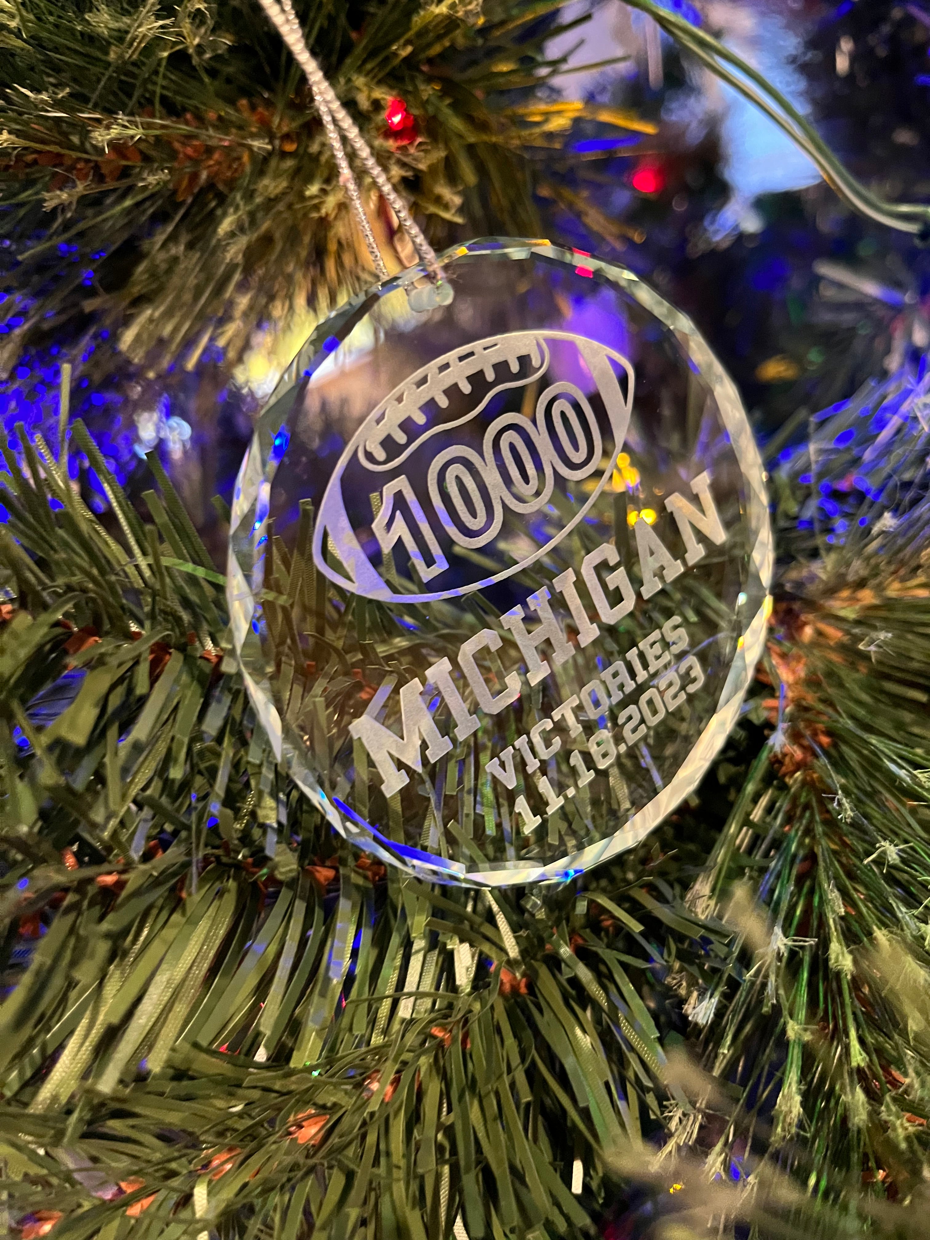 Michigan UM football 1st first to 1000 victories wins crystal ornament memory celebration