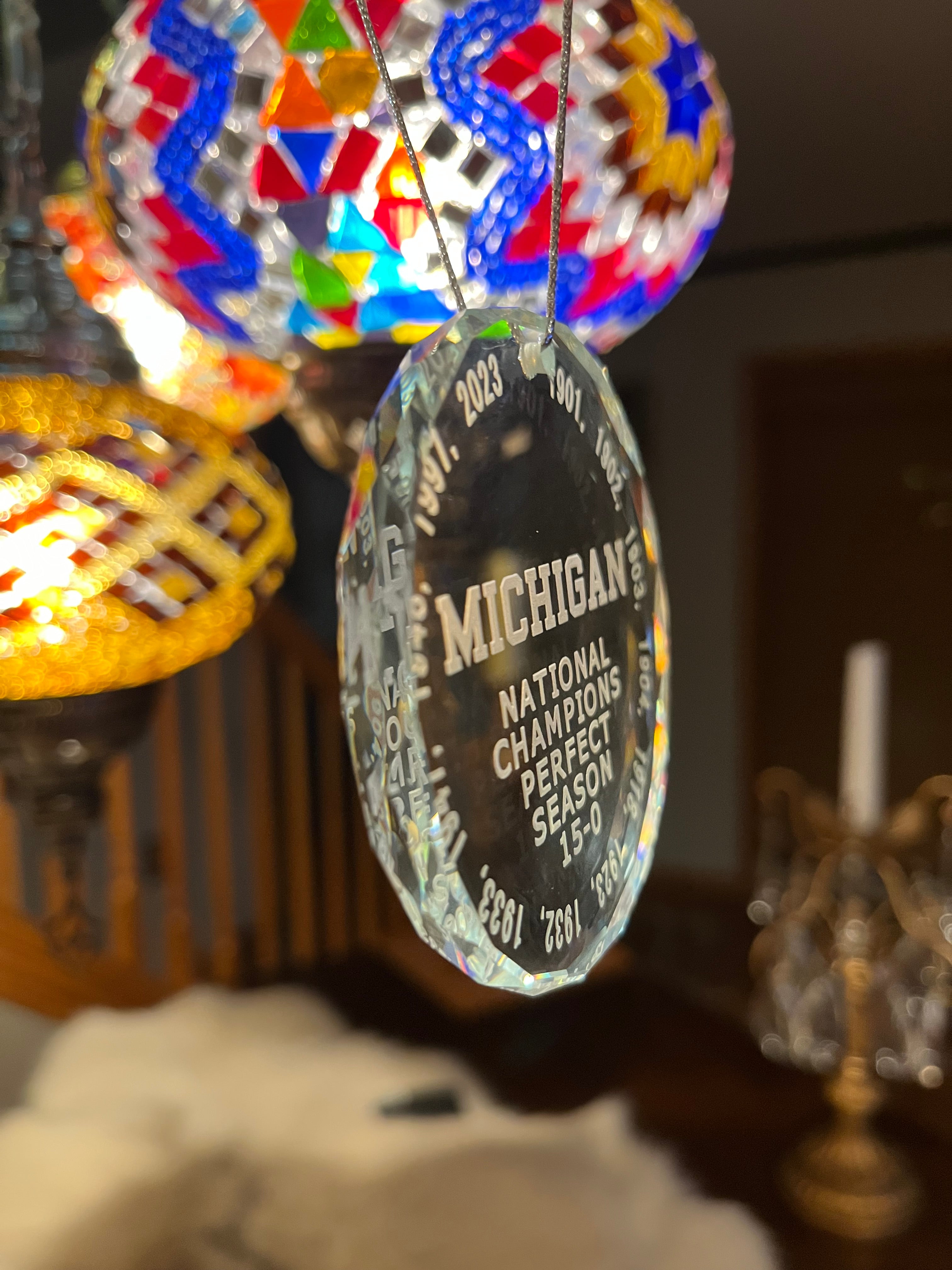2023 UM University of Michigan Football National Championship all years Crystal Ornament Wolverines