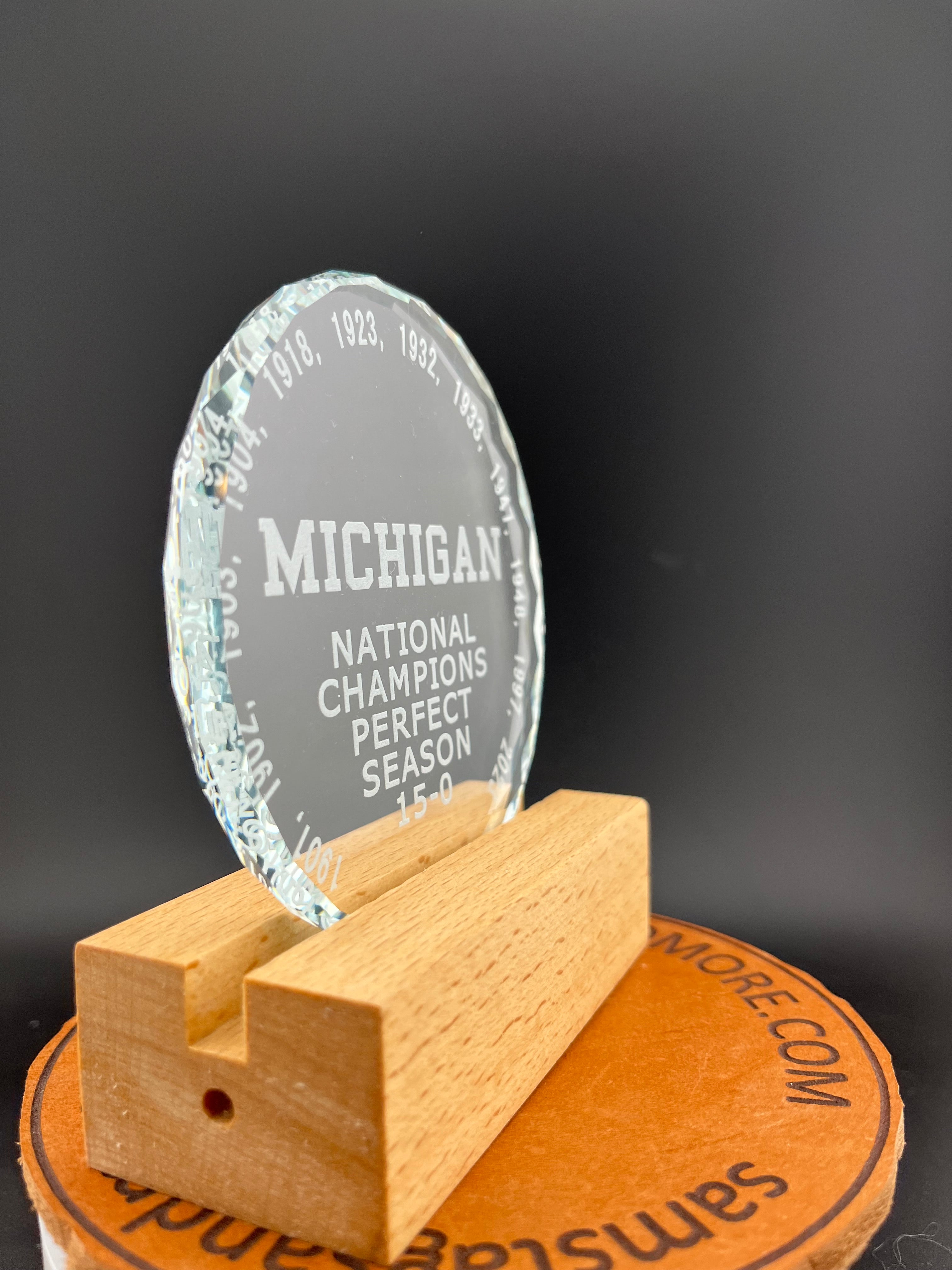 UM University of Michigan 2023 Football National Championship sand carved crystal lighted LED base memory celebration