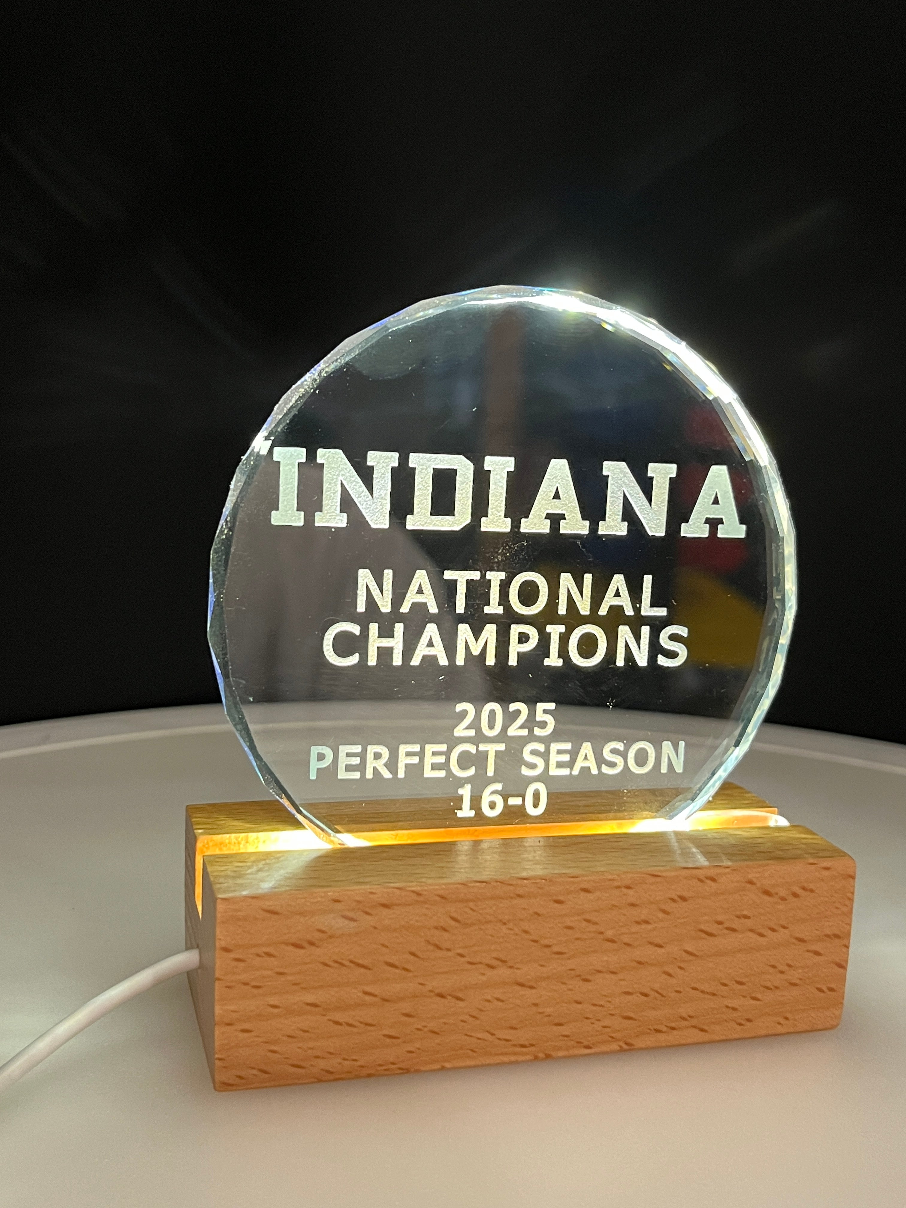 Indiana University Hoosiers Football National Championship sand carved crystal lighted LED base memory celebration (Copy)