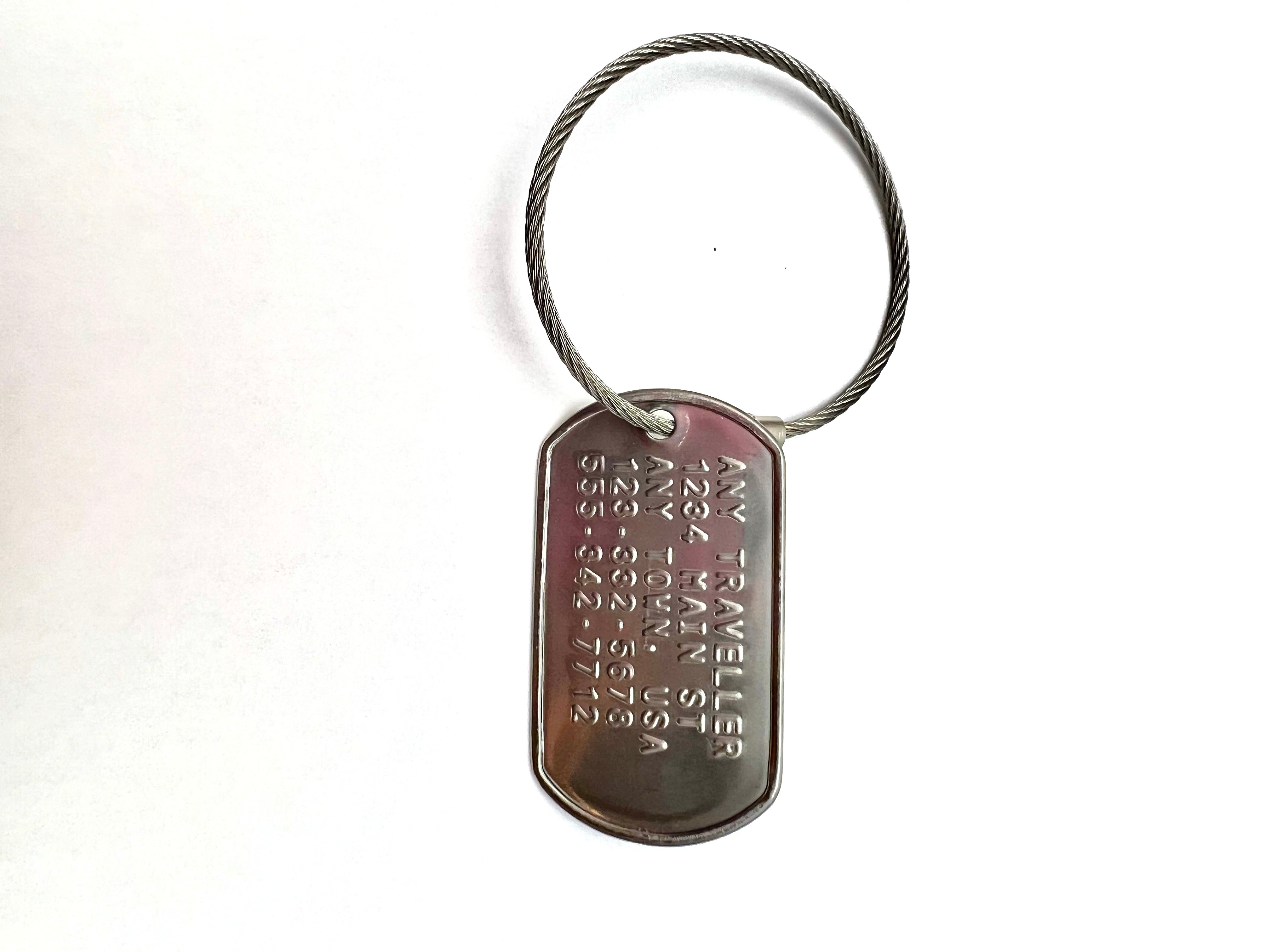 Indestructible stainless steel embossed stamped luggage baggage backpack suitcase tag ID label heavy duty HD extreme service tough
