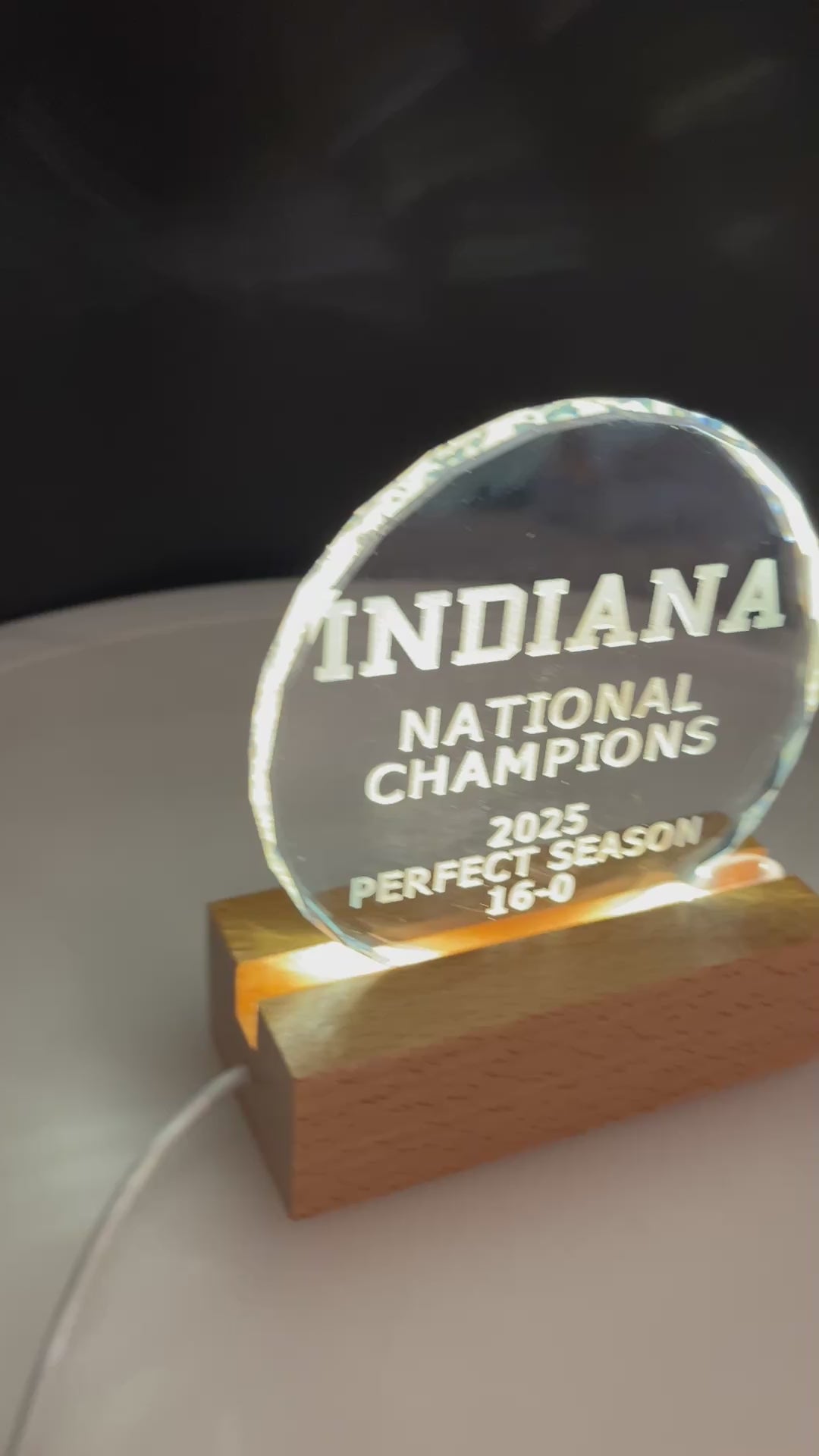 Indiana University Hoosiers Football National Championship sand carved crystal lighted LED base memory celebration (Copy)