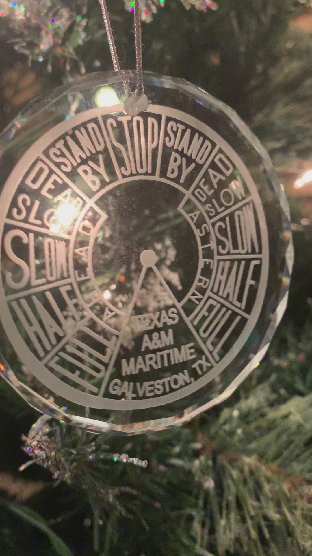 Crystal Ornament EOT Engine Order Telegraph Texas A&M Galveston Maritime Academy Merchant Marine Nautical