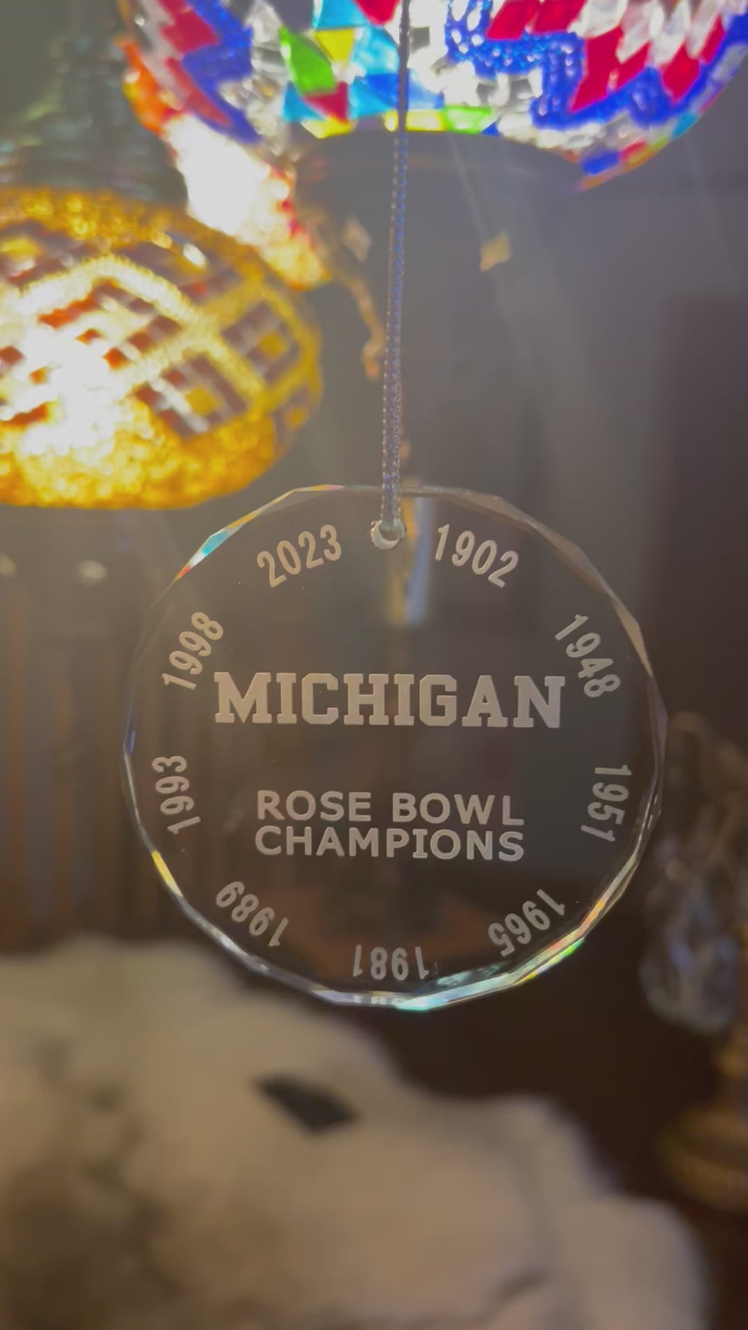 2024 UM University of Michigan Football Rose Bowl all years Crystal Ornament Wolverines