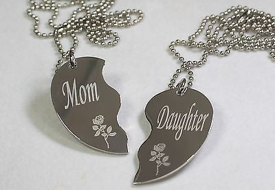 PERSONALIZED SPLIT HEART MOTHER DAUGHTER  NECKLACE SET STAINLESS STEEL - Samstagsandmore