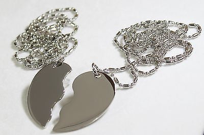 STAINLESS  SPLIT HEART LOVE FRIENDSHIP TAG BLANK  NECKLACES FREE ENGRAVING - Samstagsandmore