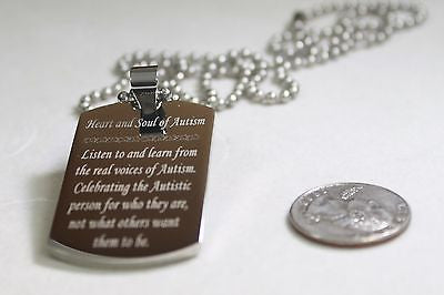 Autism awareness ribbon solid thick stainless steel dog tag necklace - Samstagsandmore