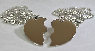 STAINLESS  SPLIT HEART LOVE FRIENDSHIP TAG BLANK  NECKLACES FREE ENGRAVING - Samstagsandmore