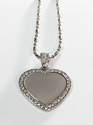 STAINLESS STEEL  CZ BLING HEART AND BALE  CUSTOM DOG TAG NECKLACE - Samstagsandmore