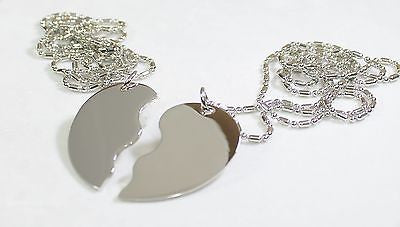 STAINLESS  SPLIT HEART LOVE FRIENDSHIP TAG BLANK  NECKLACES FREE ENGRAVING - Samstagsandmore