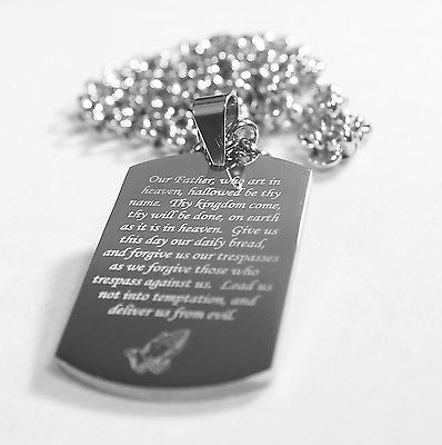 THE LORD'S PRAYER  SOLID THICK STAINLESS STEEL HIGH SHINE DOG TAG NECKLACE - Samstagsandmore