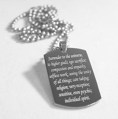 PISCES SOLID STAINLESS STEEL ZODIAC SIGN TRAITS DOG TAG NECKLACE PENDANT - Samstagsandmore