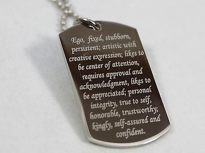 LEO ZODIAC SIGN TRAITS DOG TAG NECKLACE PENDANT STAINLESS STEEL - Samstagsandmore
