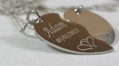SPLIT HEART NECKLACE LOVE INTERTWINED HEARTS STAINLESS STEEL PENDANT DOG TAG - Samstagsandmore