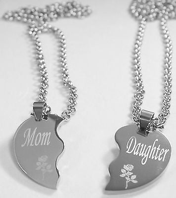 SOLID STAINLESS STEEL MOM DAUGHTER  SPLIT HEART NECKLACES LOVE FREE ENGRAVING - Samstagsandmore