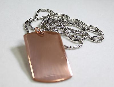 SOLID PURE COPPER HEAVY DUTY POLISHED DOG TAG RHODIUM NECKLACE PENDANT - Samstagsandmore