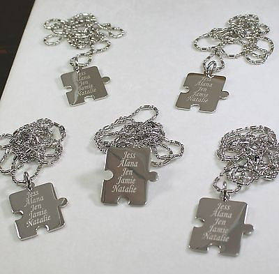 PERSONALIZED PUZZLE PIECES PENDANTS NECKLACE FIVE FAMILY COUSINS FRIENDS TEAM - Samstagsandmore