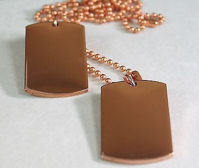 SOLID PURE COPPER MILITARY STYLE (2) DOG TAG PENDANT NECKLACE FREE ENGRAVE - Samstagsandmore