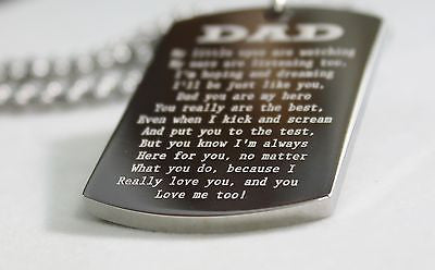 DAD, MOM, SISTER, BROTHER MESSAGE SPECIAL NECKLACE POEM DOG TAG STAINLESS STEEL - Samstagsandmore