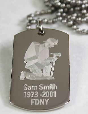 PERSONALIZED  FIREFIGHTER DOG TAG NECKLACE STAINLESS STEEL  FREE ENGRAVING - Samstagsandmore