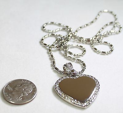 STAINLESS STEEL  CZ BLING HEART AND BALE  CUSTOM DOG TAG NECKLACE - Samstagsandmore