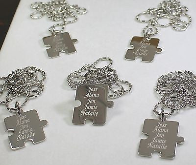 PERSONALIZED PUZZLE PIECES PENDANTS NECKLACE EIGHT, FAMILY COUSINS, - Samstagsandmore