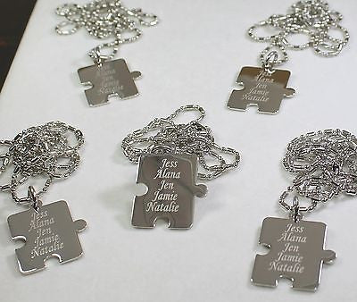 PERSONALIZED PUZZLE PIECES PENDANTS NECKLACE SIX, FAMILY COUSINS, FRIENDS - Samstagsandmore