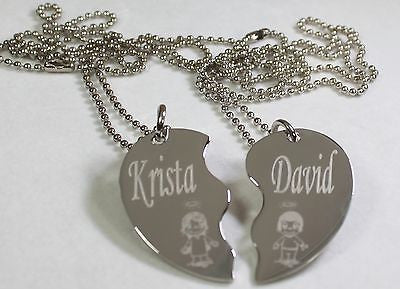 PERSONALIZED SPLIT HEART LOVE IS ....  NECKLACE SET SOLID STAINLESS STEEL - Samstagsandmore