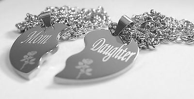 SOLID STAINLESS STEEL MOM DAUGHTER  SPLIT HEART NECKLACES LOVE FREE ENGRAVING - Samstagsandmore