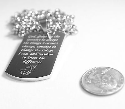 SERENITY  PRAYER  CROSS SOLID THICK STAINLESS STEEL HIGH SHINE DOG TAG NECKLACE - Samstagsandmore