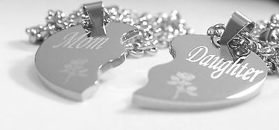 SOLID STAINLESS STEEL MOM DAUGHTER  SPLIT HEART NECKLACES LOVE FREE ENGRAVING - Samstagsandmore