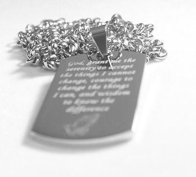 SERENITY  PRAYER  CROSS SOLID THICK STAINLESS STEEL HIGH SHINE DOG TAG NECKLACE - Samstagsandmore