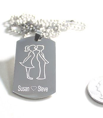 GIRL  BOY, MOM, DAD, LOVE, FRIENDSHIP, DOG TAG NECKLACE STAINLESS STEEL - Samstagsandmore