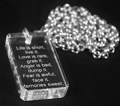 MOTIVATIONAL SAND BLASTED THICK CRYSTAL DOG TAG AND STAINLESS STEEL NECKLACE - Samstagsandmore