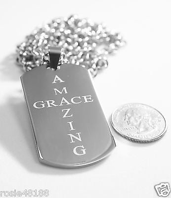AMAZING GRACE  SOLID THICK  STAINLESS STEEL ROLO CHAIN SHINE CROSS PRAYER NECKLACE - Samstagsandmore