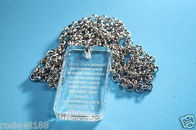 ORACION DE LA SERENIDAD SERENITY CRYSTAL DOG TAG NECKLACE STAINLESS SPANISH - Samstagsandmore