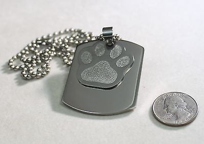 PAW PRINT DOG CAT MEMORIAL PET OR TEAM ENGRAVED X LARGE THICK SOLID STAINLESS - Samstagsandmore