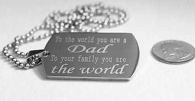 DAD, MOM, SISTER, BROTHER LOVE THE WORLD NECKLACE  DOG TAG STAINLESS STEEL - Samstagsandmore