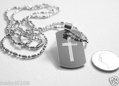 SERENITY  PRAYER  CROSS STAINLESS STE 3D SMALLER SAUSAGE CHAIN DOG TAG NECKLACE - Samstagsandmore